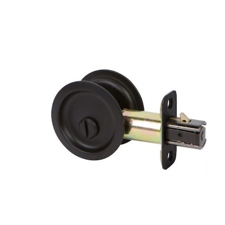 Delaney Hardware Round Black Bed, Bath Privacy Sliding Pocket Door Lock 442424